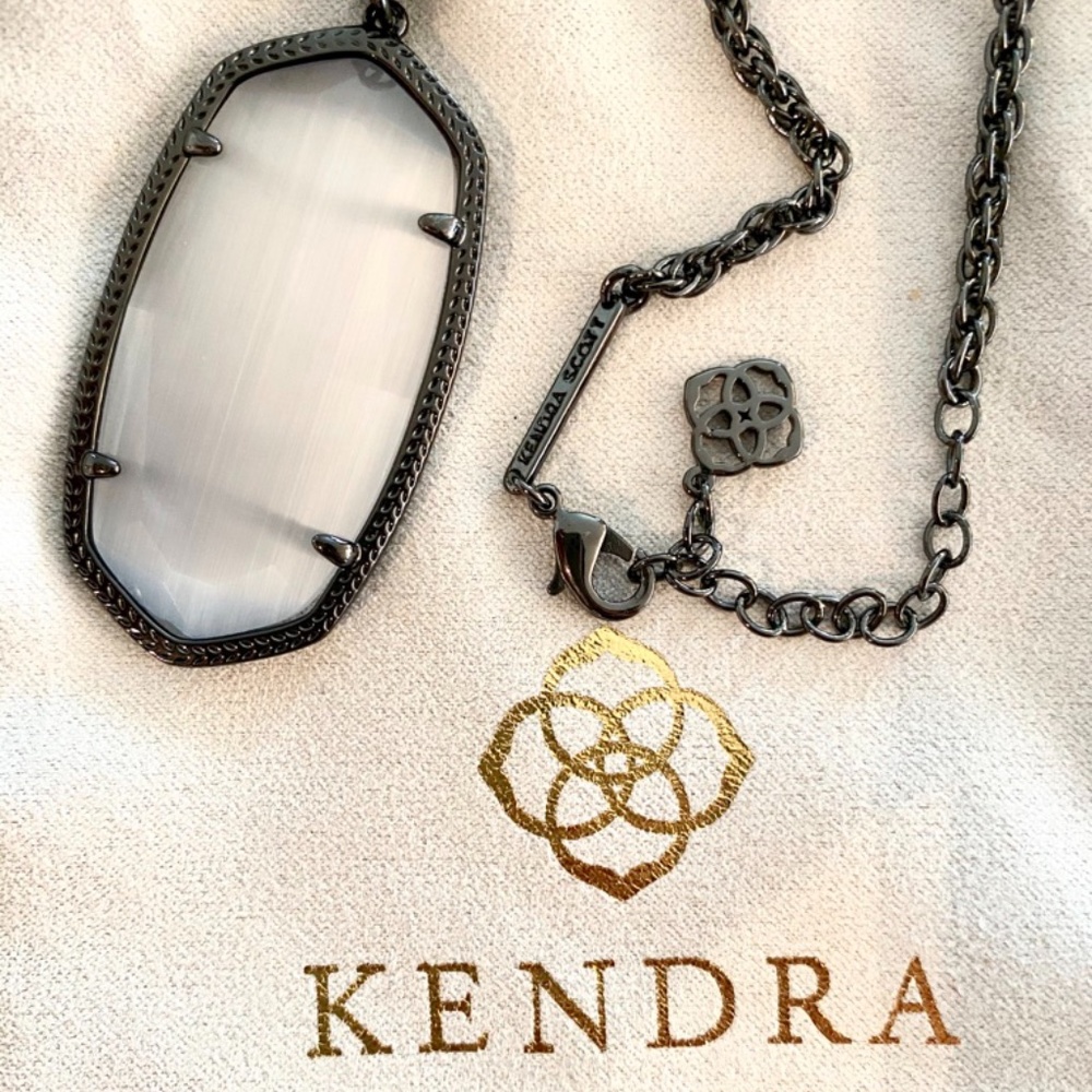 Kendra Scott Rae Long Black/Silver/Grey Necklace